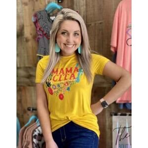 Mamacita Spanish mama yellow tee flowers floral t-shirt!